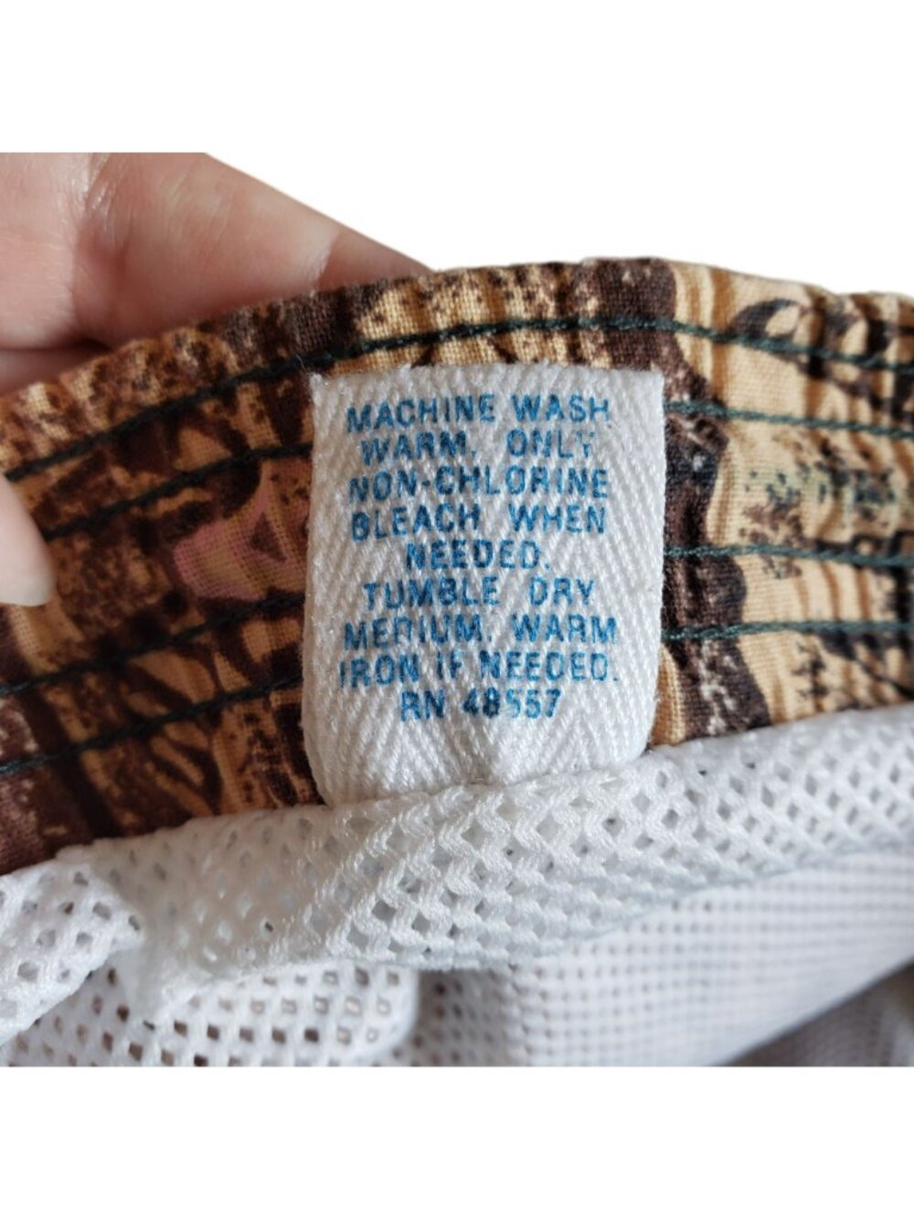 Vintage 1990s Mervyns Cheetah Brand Swim Shorts Mesh Lined Brown Print Retro - Picture 5 of 11